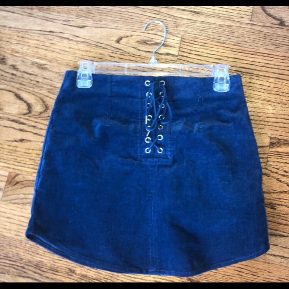 Forever 21 Blue Velvet Lace Up Skirt
